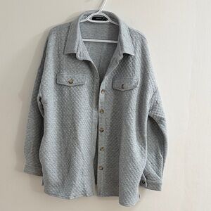 Light Gray Quilted Shirt Jacket